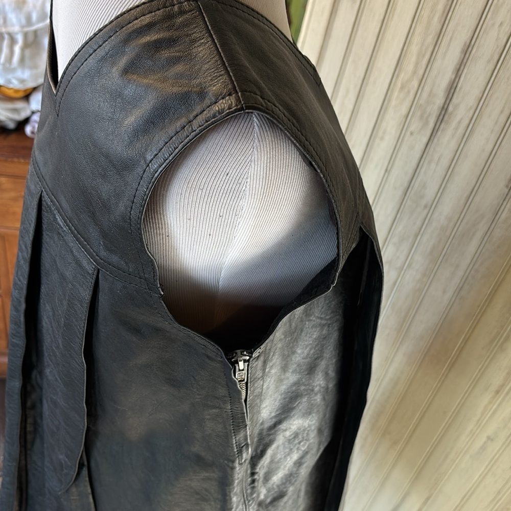 Pleated Genuine Leather Mini Dress, British GameBirds, Medium, EUC, Black - Picture 13 of 14